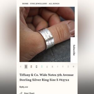 Tiffany & Co. Notes Silver Engraved ring